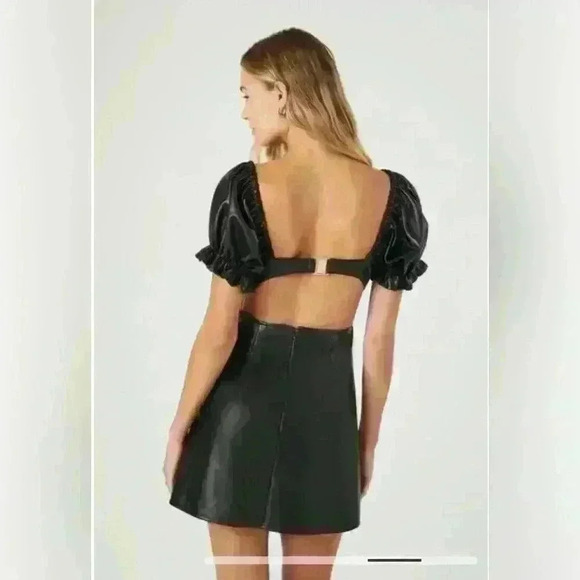 NWT Forever21 Faux Leather Puff-Sleeve Mini Dress - Picture 4 of 9